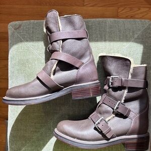 NEW Rag & Bone Leather Shearling Buckle Moto Boots Size 7.5